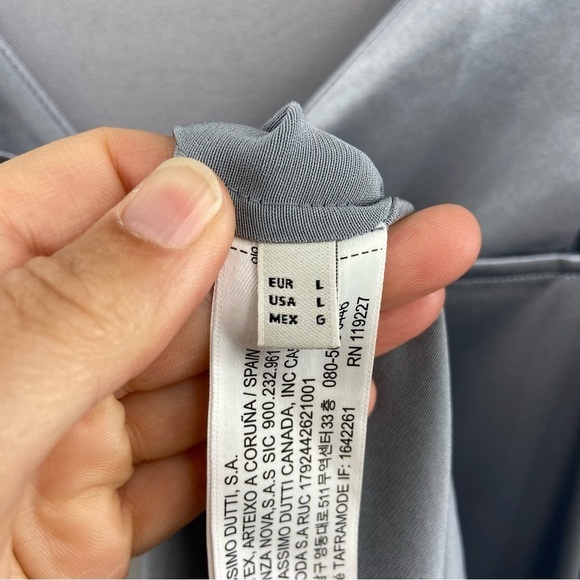 NWT Massimo Dutti Midi Gray Silver Satin Camisole Slip Dress Size Large - Picture 7 of 9